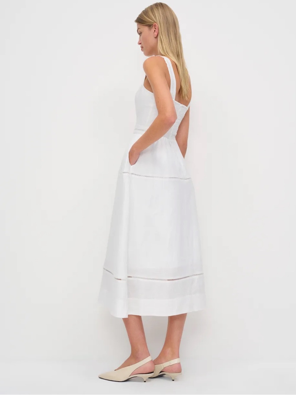 LIKE NEW REFORMATION Petites Everett Linen Dress, White, size 4P - Picture 3 of 8